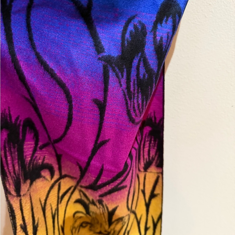 NWT Scarf 100% Cashmere Rapti bold floral colorful 12x76 inches long - Picture 7 of 15